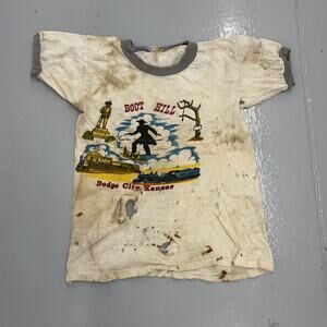 Vintage 60s Boot Hill Dodge City Kansas Ringer Baby Tee